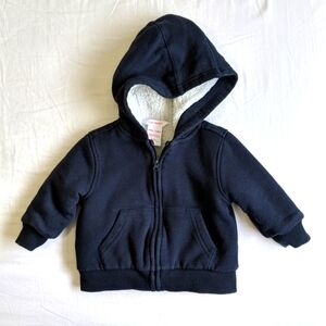 joe fresh navy warm lined zip-up hoodie sweatshirt 3-6 months baby boy